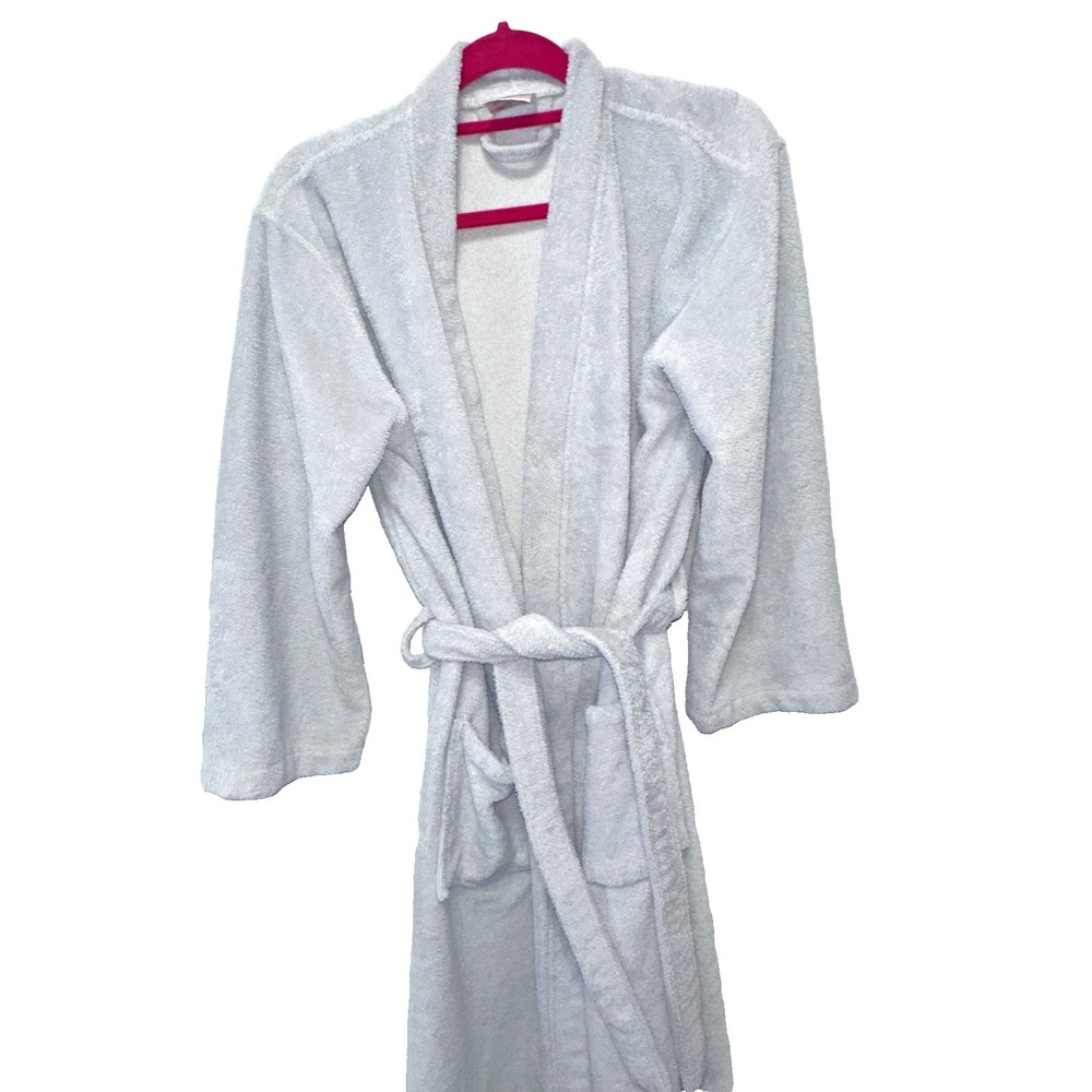 Laline Light Gray Spa Luxury Bathrobe Terry Cloth Lounge Robe One Size Belted